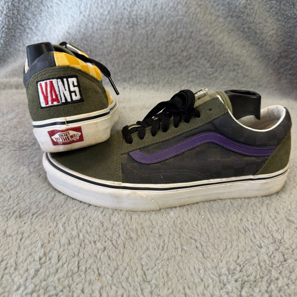 VANS  Sneakers Mens 7.5 Womens 9 Green Yellow Purple Shoes Suede Skate Surf